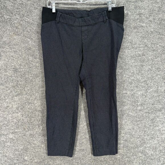 Old Navy Pants Women 8 Black Polka Dot Skinny Chino Pull On Low Rise Pixie - Picture 1 of 8